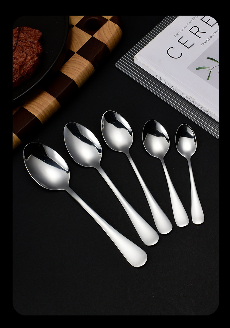 名瑞304不锈钢勺子高颜值调羹搅拌勺家用长柄喝汤吃饭勺宝宝汤匙详情15