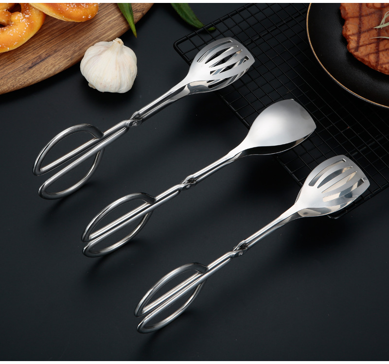 Stainless steel thickened kitchen steak tongs, hotel restaurant buffet tongs, barbecue tongs, salad tongs, food tongs pic 15