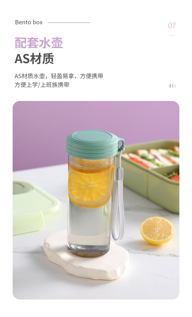 学生塑料饭盒日式上班族便当盒带饭可微波炉加热带餐具午餐盒跨境详情13