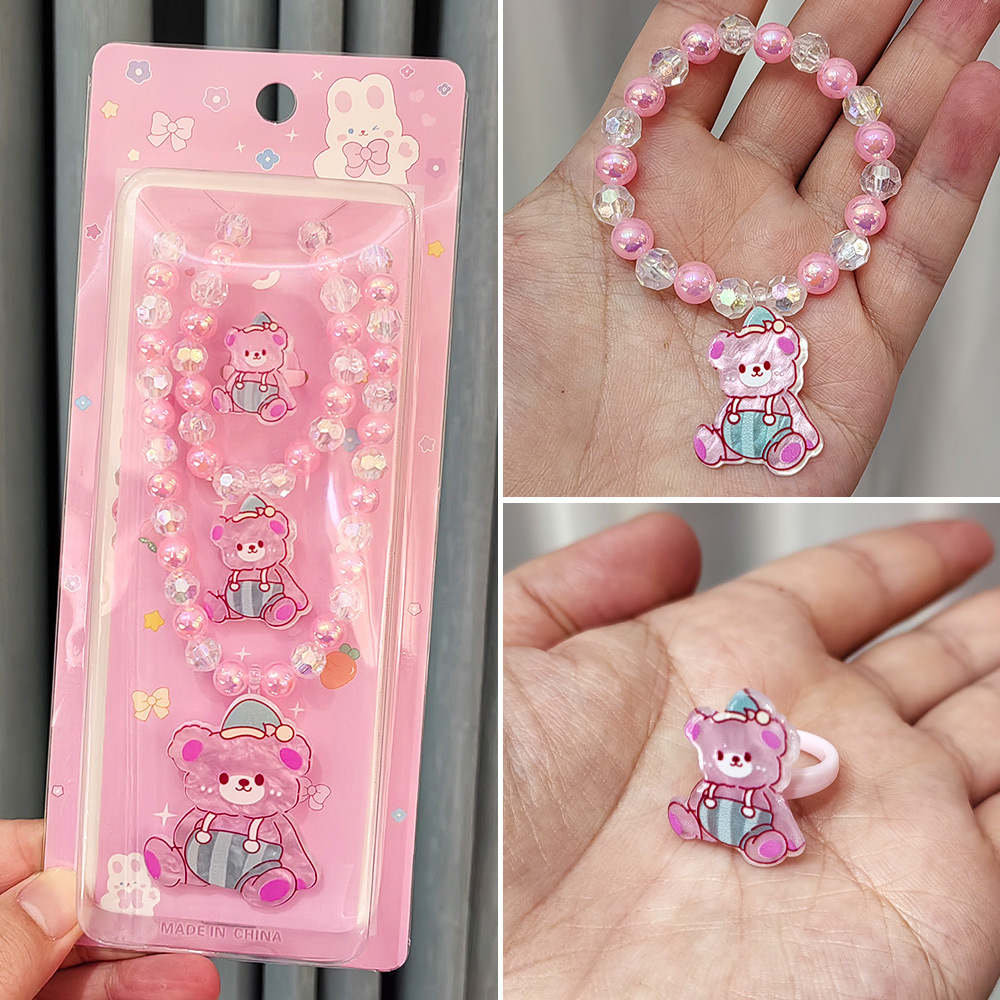 儿童串珠项链手链戒指套装 diy儿童饰品卡通女孩玩具配饰公主饰品详情3