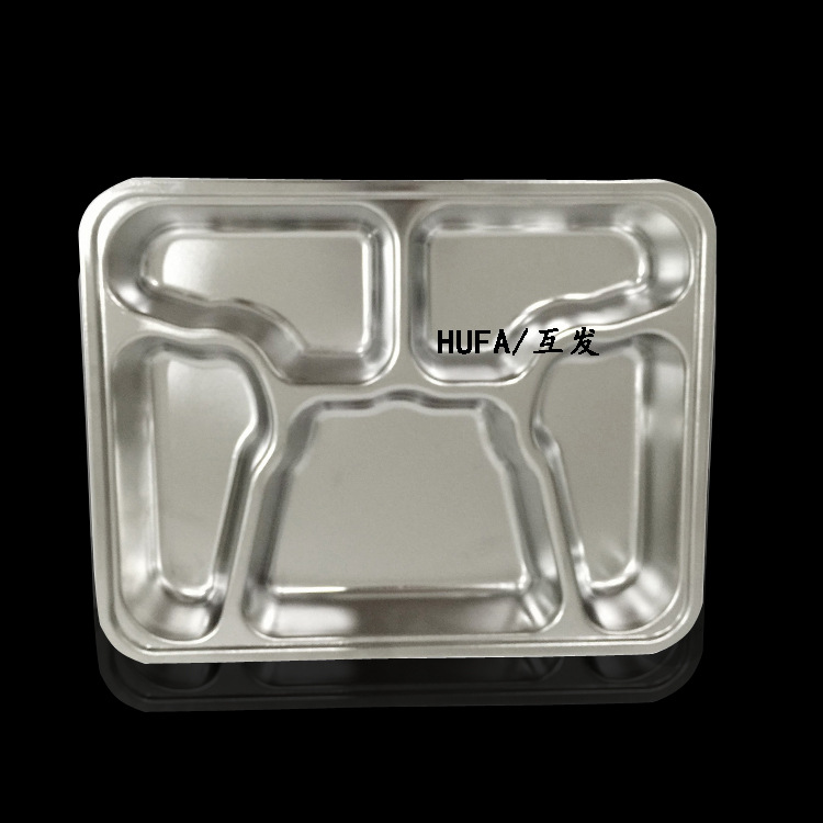 304 stainless steel fast food plate, square compartment lunch box with lid for the cafeteria, custom LOGO, thickened student plate pic 18