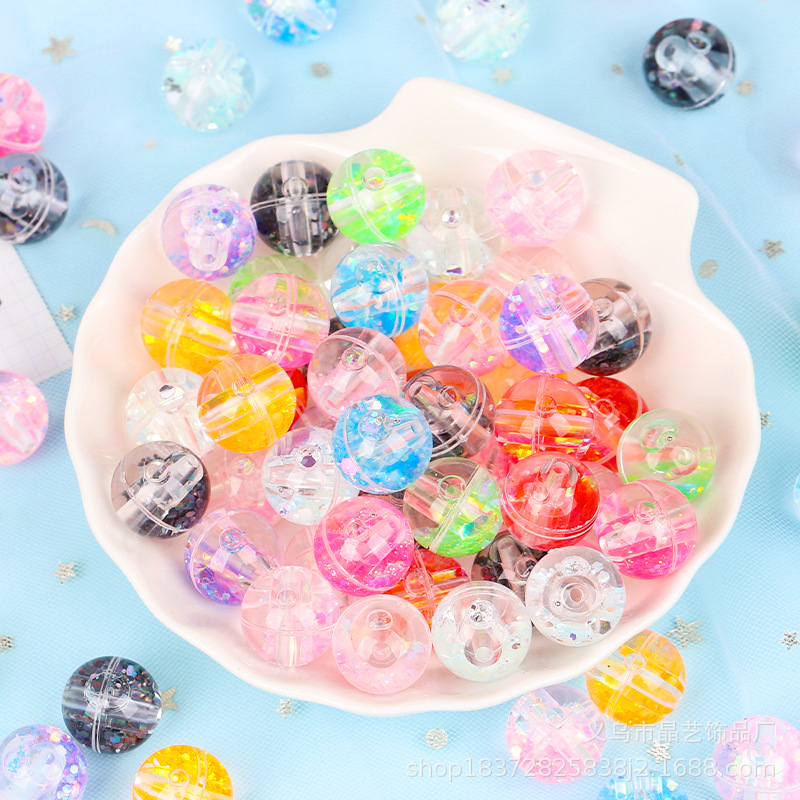 Acrylic straight-hole sand ball pendant, night light sheet perforated diy bracelet, mobile phone chain accessory material pic 2