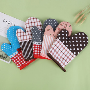 全棉斜纹硅胶烤箱手套 厨房纯色烘焙微波炉防滑 隔热耐高温手套详情7
