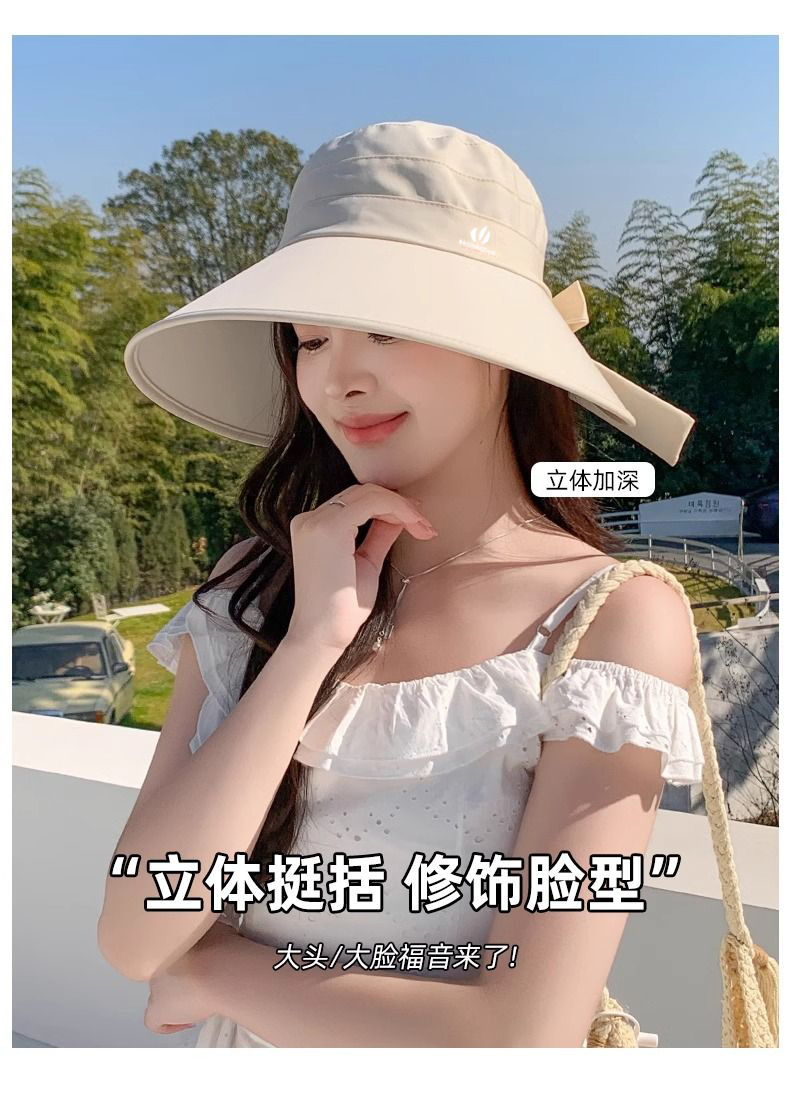 帽子遮阳帽女防晒防紫外线显脸小渔夫帽2025新款户外大帽檐太阳帽详情11