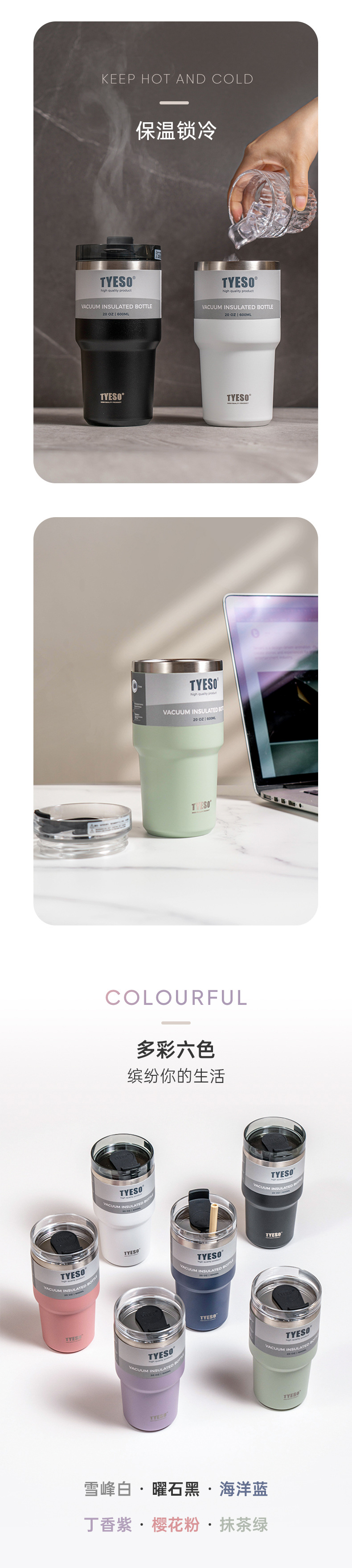 Foreign trade cross-border Amazon large-capacity coffee cup, 304 stainless steel car insulated cup with straw ice cup pic 3