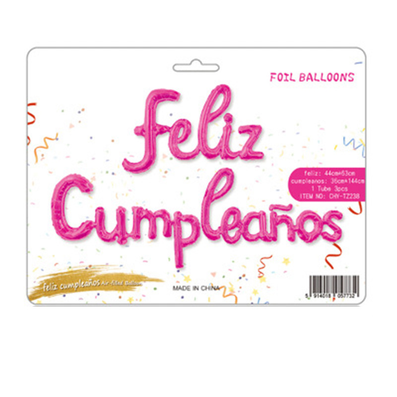 One-piece lowercase Spanish birthday Happy set feliz Cumpleanos Aluminum Film Balloon Birthday decoration pic 3