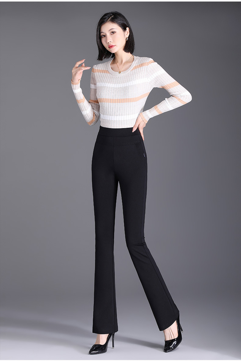 微喇裤女春秋薄款裤子休闲裤高腰显瘦女裤九分中年妈妈喇叭裤西裤详情15