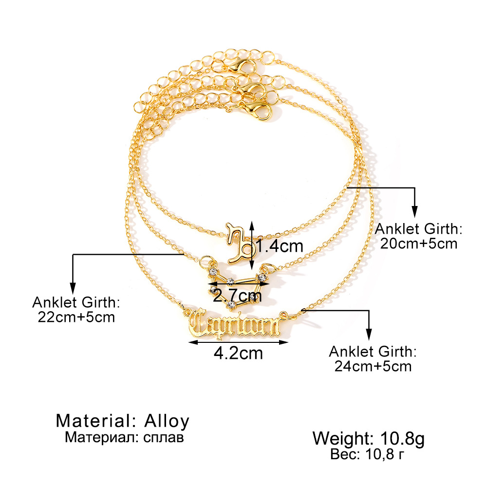 欧美爆款镶钻十二星座脚链套装女亚马逊跨境时尚卡片风高级感饰品详情19