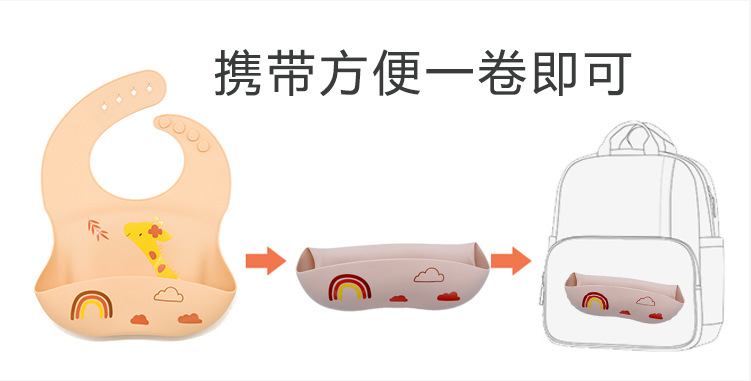 3D New animal cartoon series silicone bibs, baby food bibs, waterproof silicone bibs for babies to eat pic 12