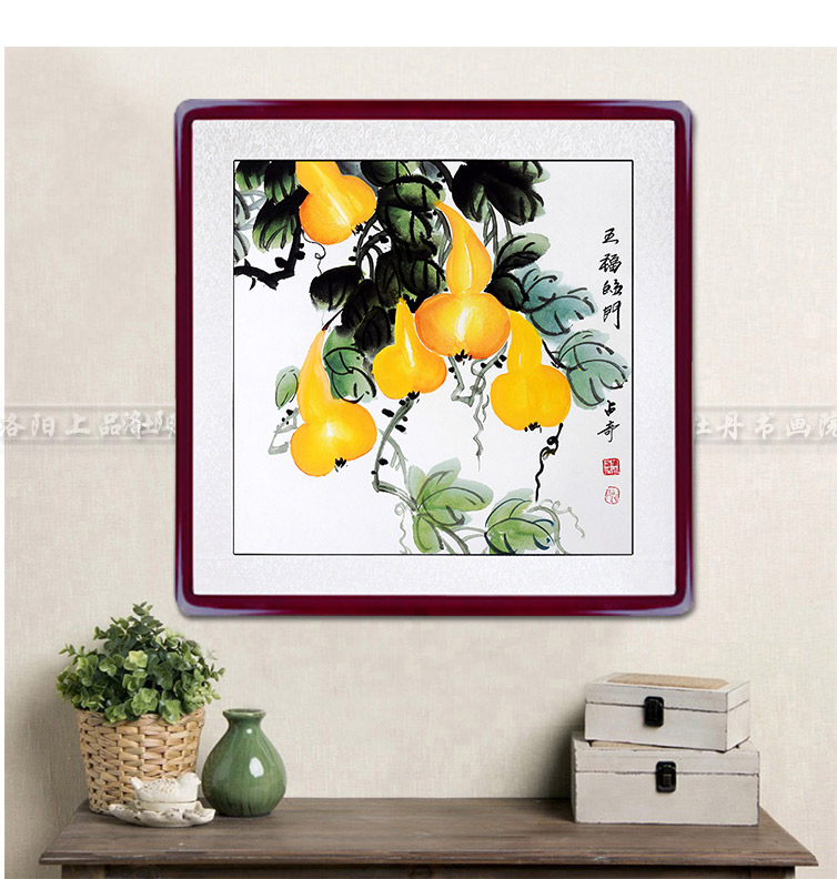 国画葫芦柿子画纯手绘真迹斗方客厅卧室玄关餐厅装饰挂画详情15