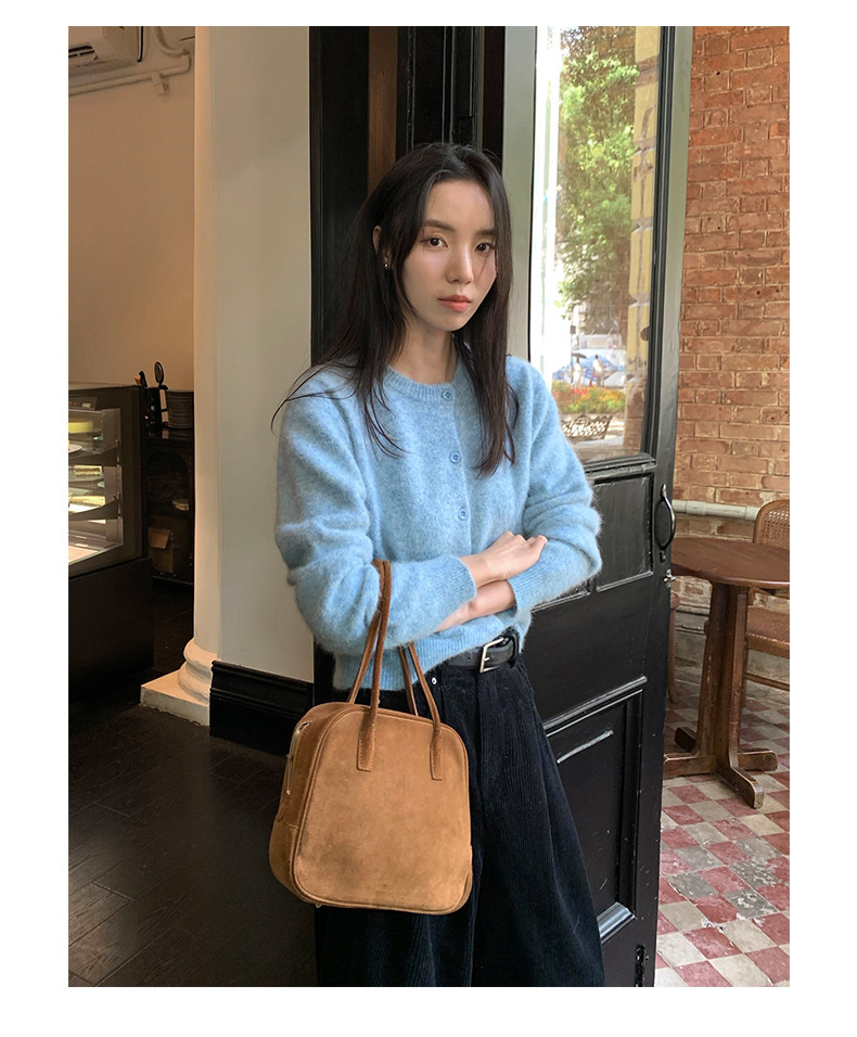 TG 净版兔毛绒针织圆领开衫女冬季2023新款温柔风保暖厚毛衣21699详情13
