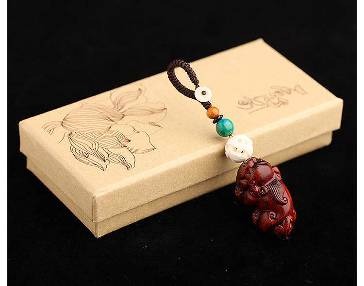 High-end, pure handcrafted, wealth-flowing PI Xiu, small-leaf rosewood, car keychains, car pendants, lanyard, small gifts pic 21
