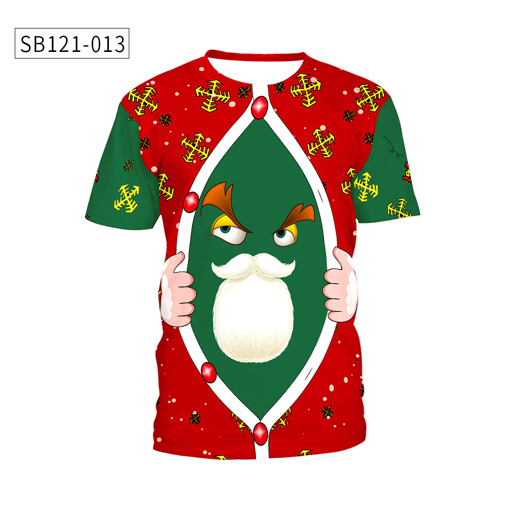 圣诞节Christmas新款 欧美青年短袖男女情侣装款式圆领T恤详情15