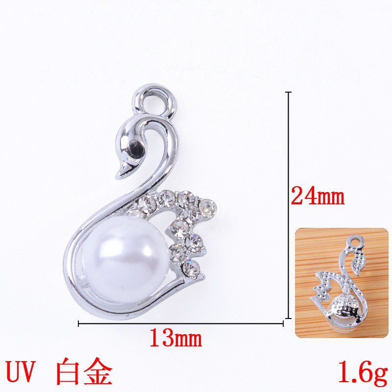 UV 保色diy手工饰品合金材料麋鹿单款韩版点钻点珍珠挂件批发详情2