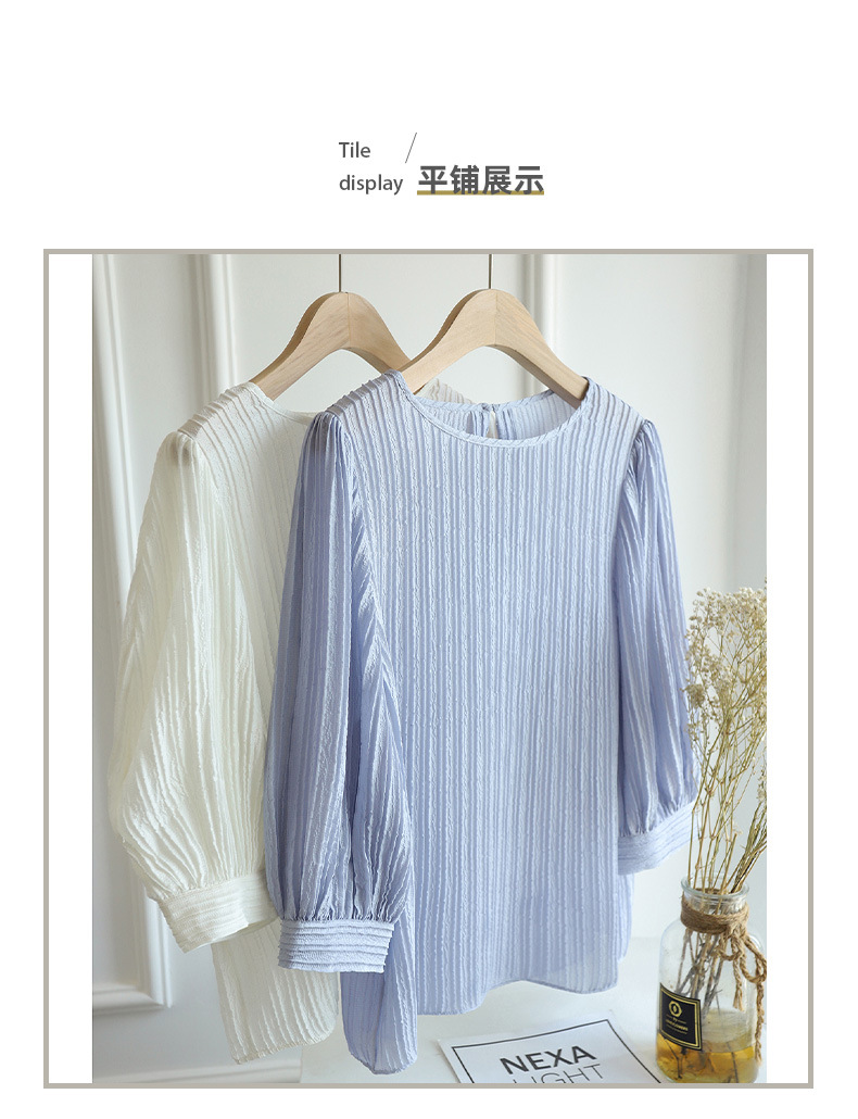 高端气质百褶真丝衬衫女式短袖衬衣2024女装衣服夏季新款休闲上衣详情6