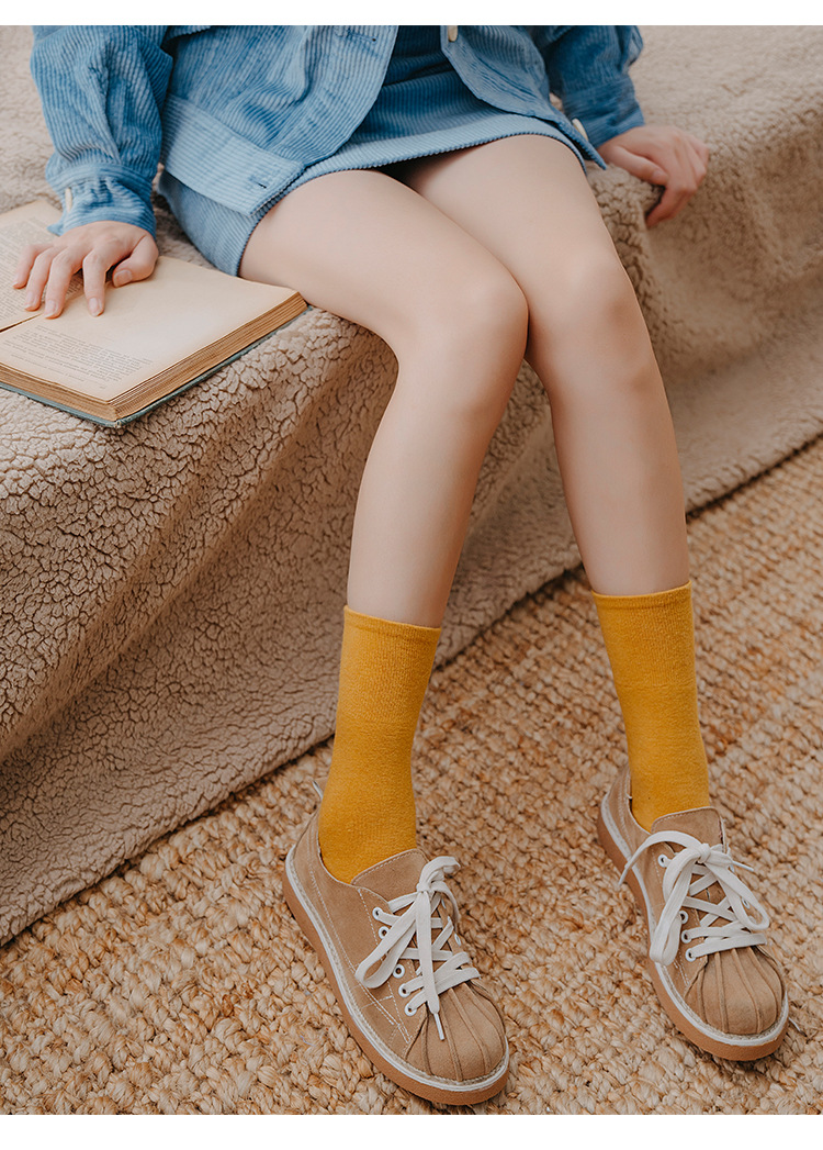 袜子女士秋冬新款纯色高筒袜堆堆袜潮流中筒袜女日系长袜女袜批发详情11