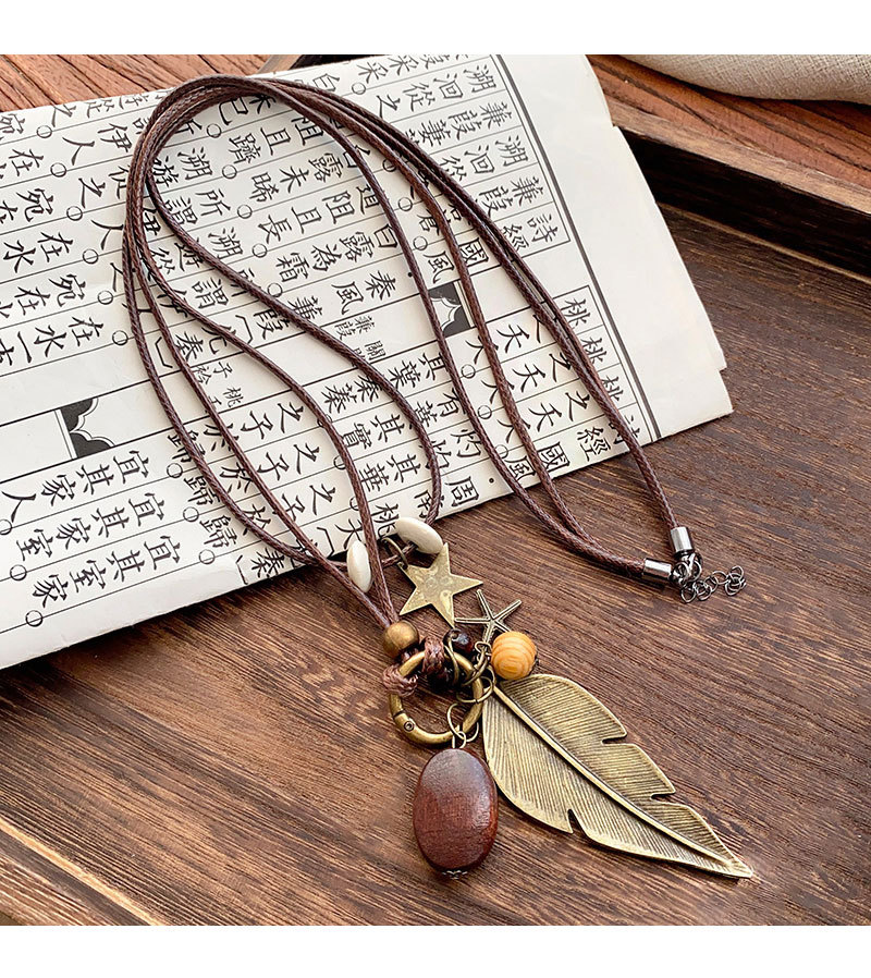 New Chinese-style Zen-inspired long feather necklace, a retro and versatile female ethnic style, a layer-and-wear sweater chain, a best-selling niche accessory pic 15