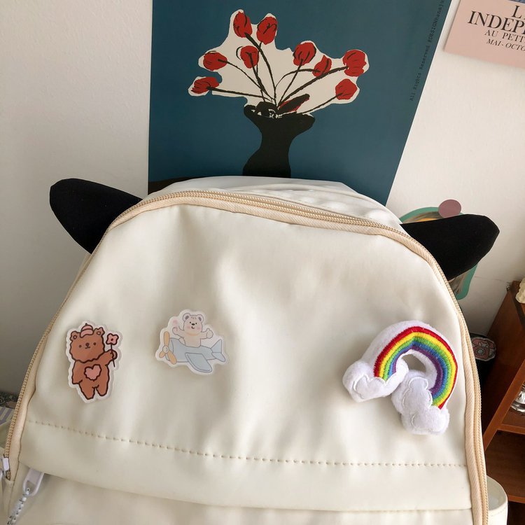 Japanese-style ins campus school style, fresh and cute, cute cow with earbuds, soft girl schoolbag, funny student backpack pic 121