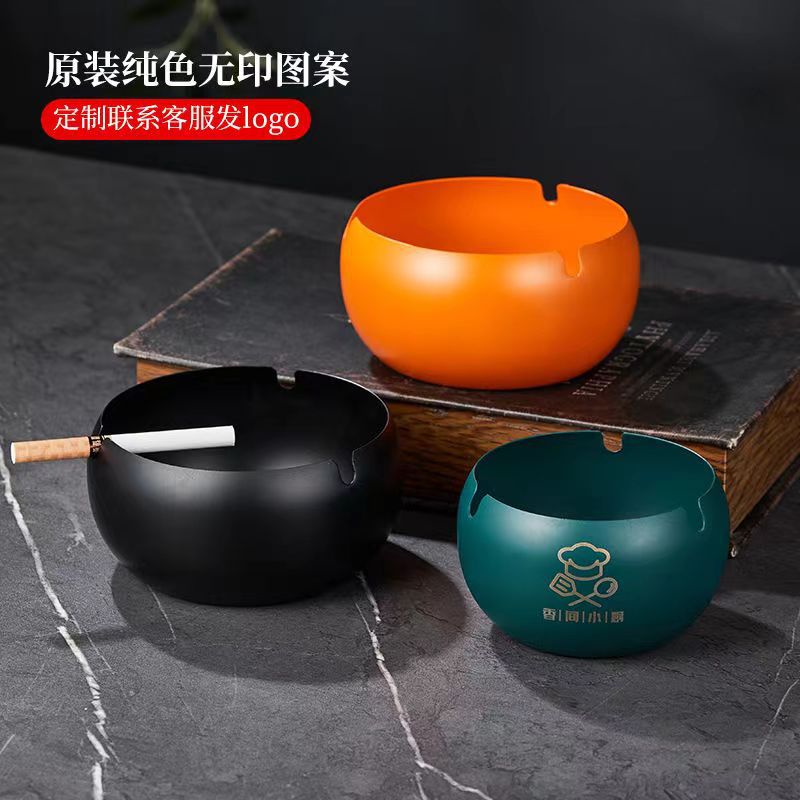 创意新款加厚不锈钢鼓型烟灰缸客厅家用餐厅酒吧烟缸可印LOGO礼品详情2