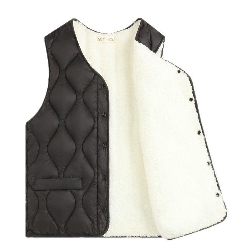 加绒加厚羊羔绒马甲女2022新款洋气马甲女保暖背心秋冬妈妈装坎肩详情17