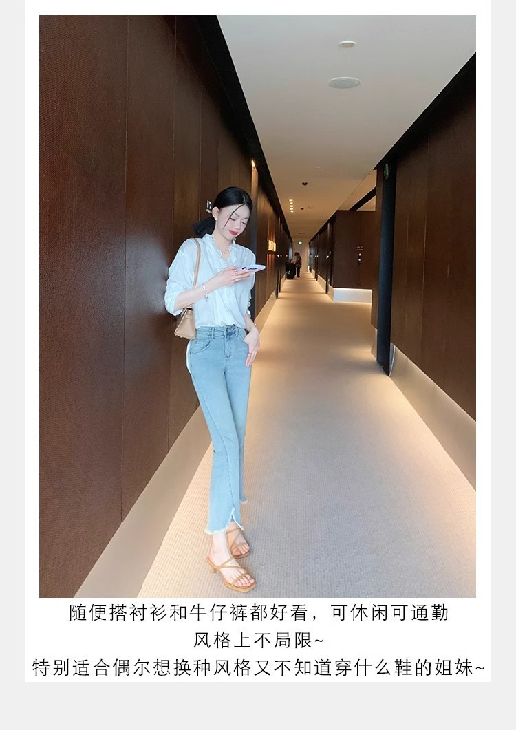 羊皮版法式细带方头显瘦高跟凉拖鞋女夏新款仙女风露趾罗马凉鞋女详情17