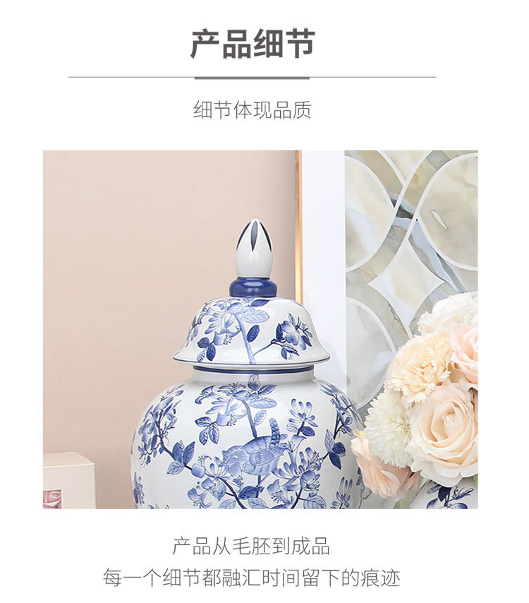 New Chinese-style blue and white landscape hand-painted general jars, Jingdezhen ceramic vases, storage jars, decorative ornaments and handicrafts pic 6