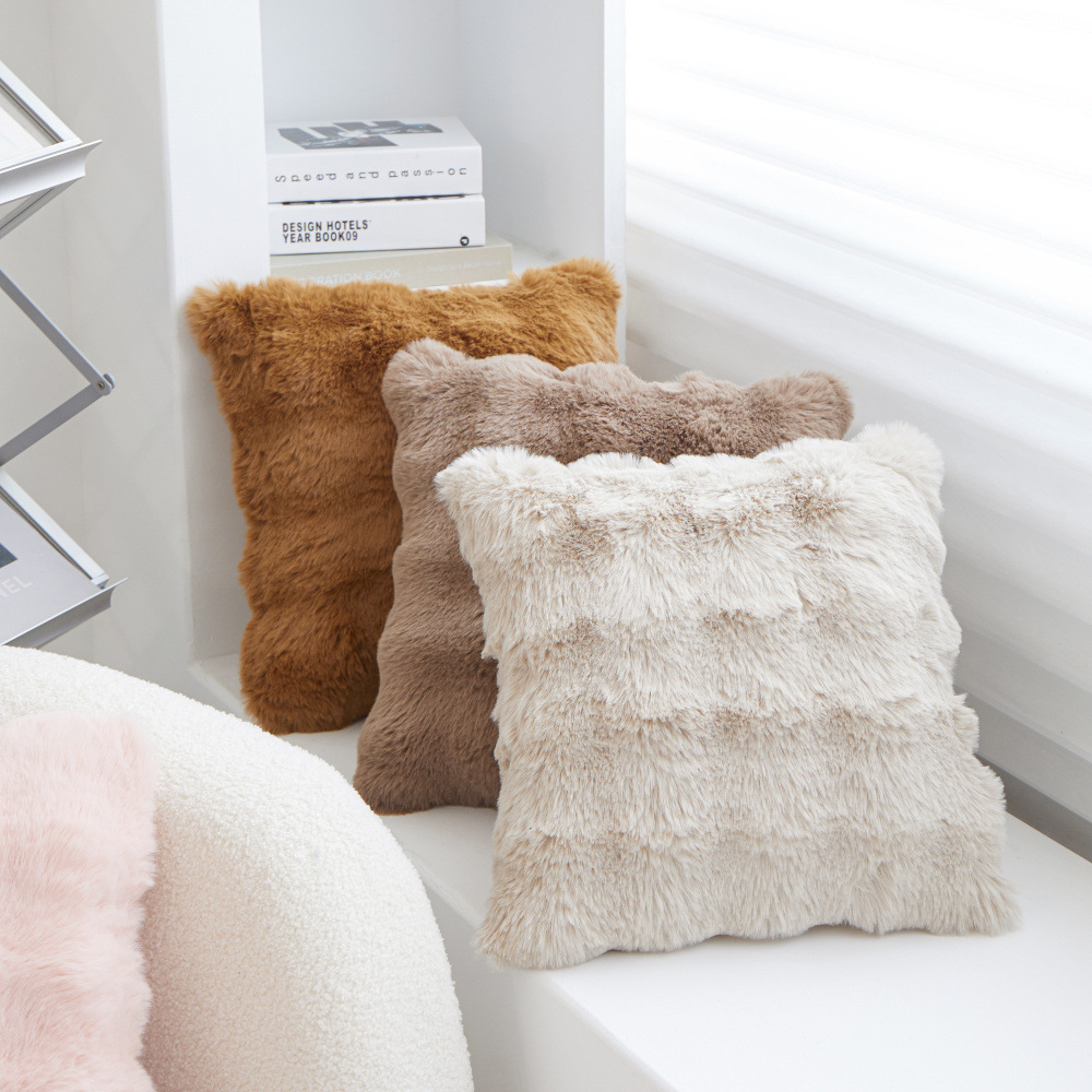 泡泡绒毛绒靠垫套居家沙发现代简约仿兔毛抱枕套卧室床头装饰抱枕详情16