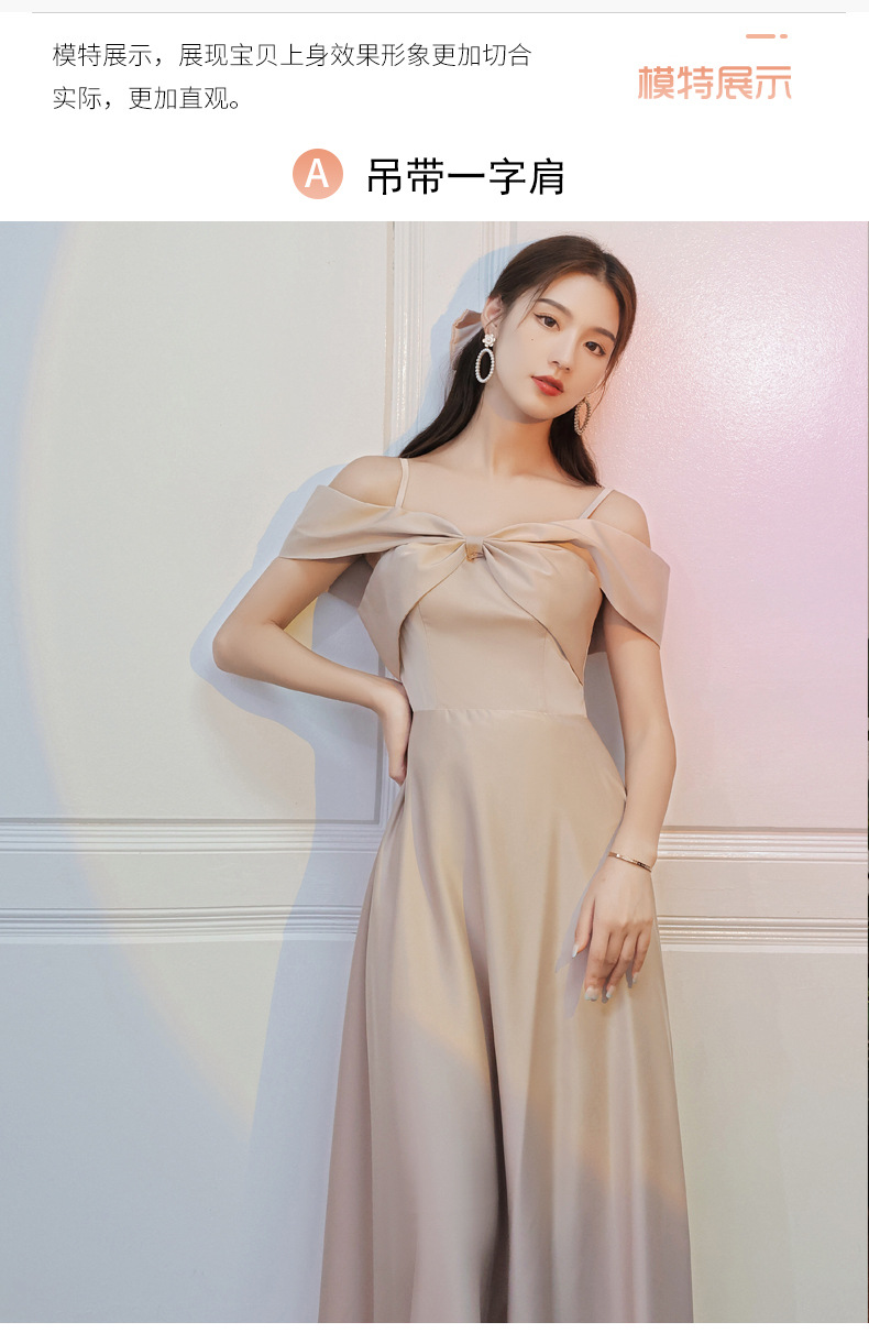 伴娘服2022年新款夏季姐妹团长裙平时可穿小众大码缎面礼服女详情11