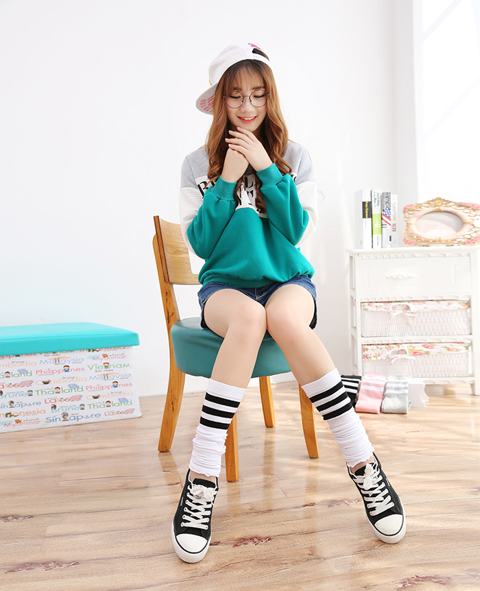 Japanese autumn and winter new combed cotton warm socks, three-bar student socks, air-conditioned room knee and leg guards pic 15