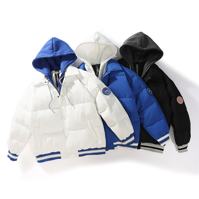 Workwear abajo chaqueta hombre 2023 nuevo otoño invierno protección contra el frío espesamiento golpear color patchwork marca de humedad pato blanco abajo ropa de invierno pic 6