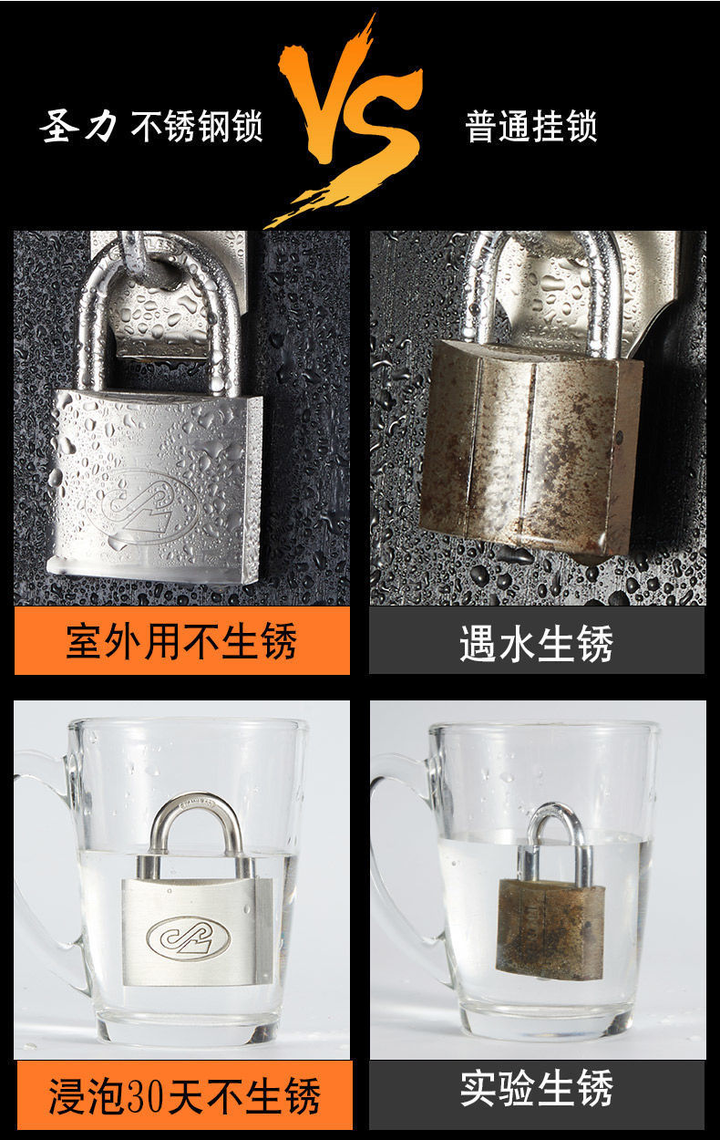 Customized full-size copper imitation padlocks, stainless steel padlocks, chrome-plated blade padlocks, titanium gold iron padlocks, copper padlocks pic 6
