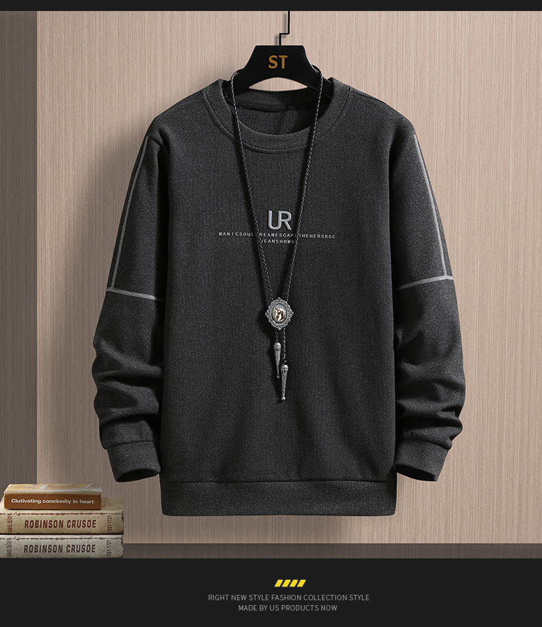 2022 Autumn/Winter new double-sided German fleece long-sleeved T-shirt for men, Korean-style trendy fleece hoodie, casual top for men pic 33