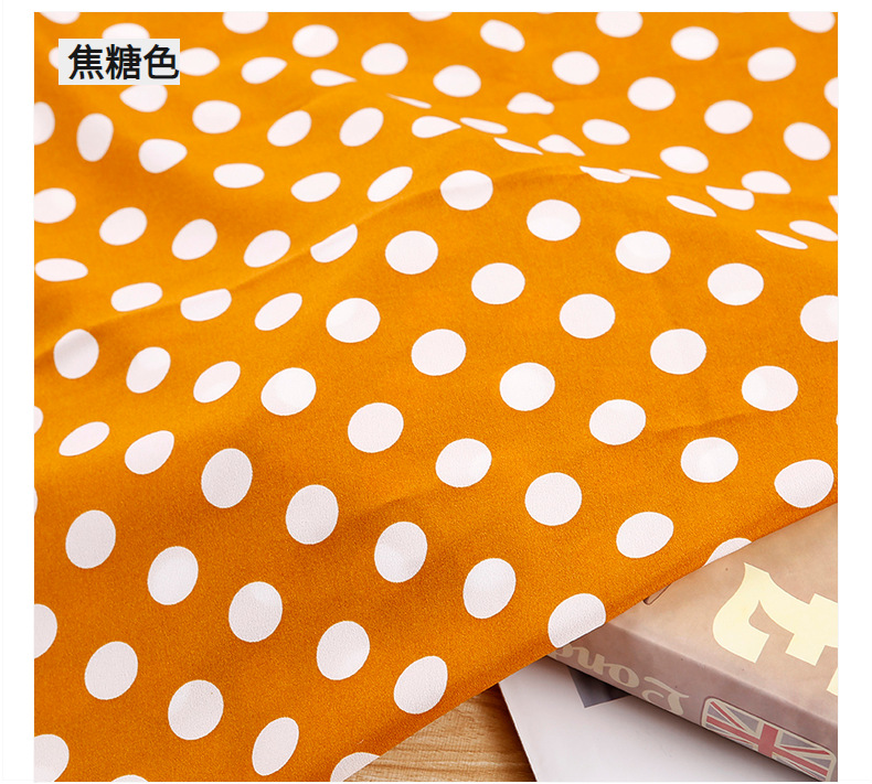 Factory direct sales of summer polka dot printed fabric, black and white polka dot four-sided elastic printed fabric dress fabric pic 15