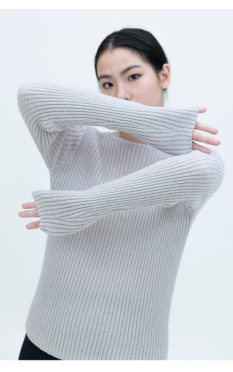 修身显瘦打底坑条圆领长袖针织开衫简约纯色毛衣女详情19