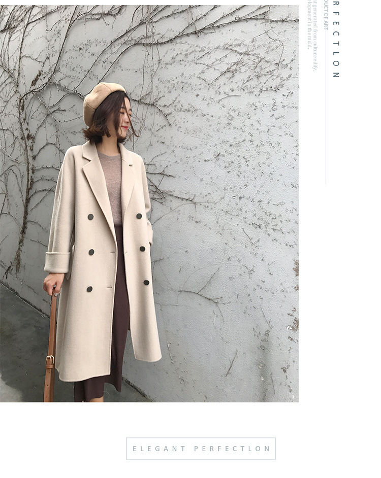 森系毛呢h型大衣女小个子中长款过膝初冬2022新款外套时尚秋冬款详情16