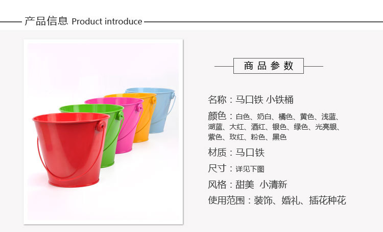 婚庆产品家居装饰摆件金属工艺品迷你铁皮小铁桶 创意马口铁多肉植物花盆详情6