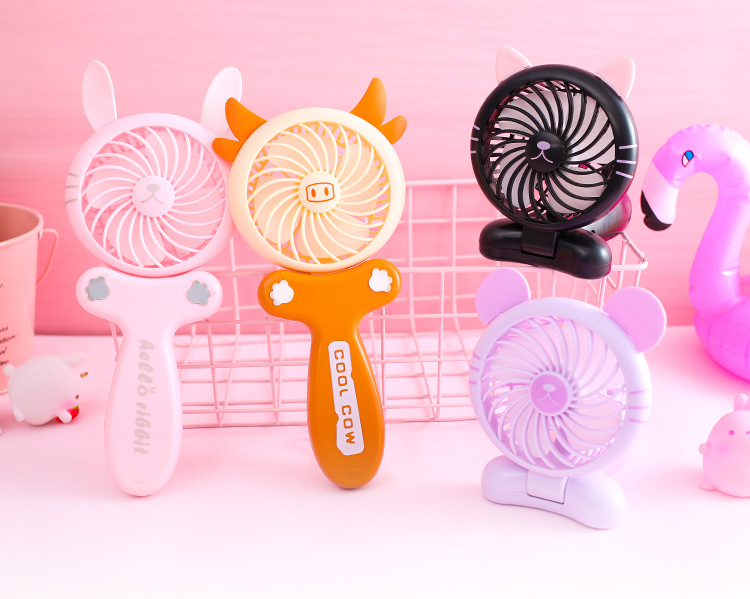 Creative cartoon usb fan, mini and cute, card-holding, folding and charging small electric fan, small household appliance pic 1