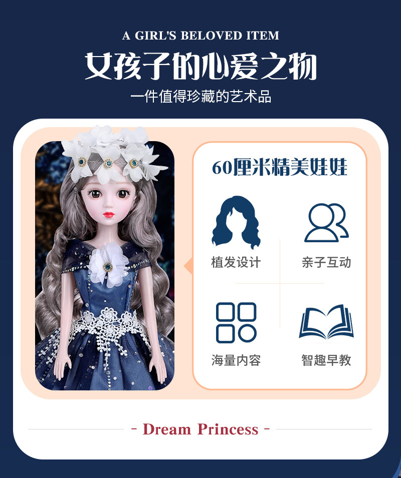 童心芭比洋娃娃礼盒套装大号60厘米女孩仿真公主儿童六一玩具批发详情4