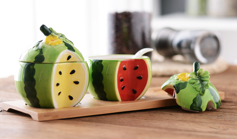 Creative Japanese kitchenware, orange ceramic seasoning bottles and jars, seasoning jars, seasoning boxes, spice jars, salt jars pic 47