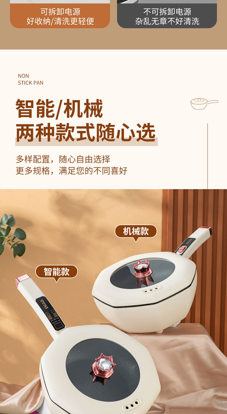 4L电炒锅插电一体两用家用 多功能宿舍炒菜锅电火锅不粘锅电煮锅详情4