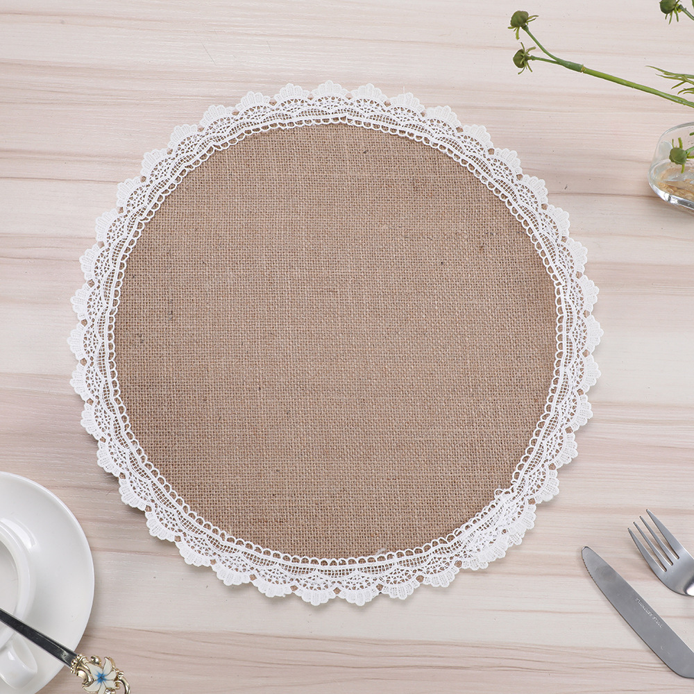 French retro lace placemats, woven with hemp rope, anti-slip, heat-insulating and eco-friendly table MATS, coasters, cutlery MATS, placemats and heat-resistant MATS pic 4