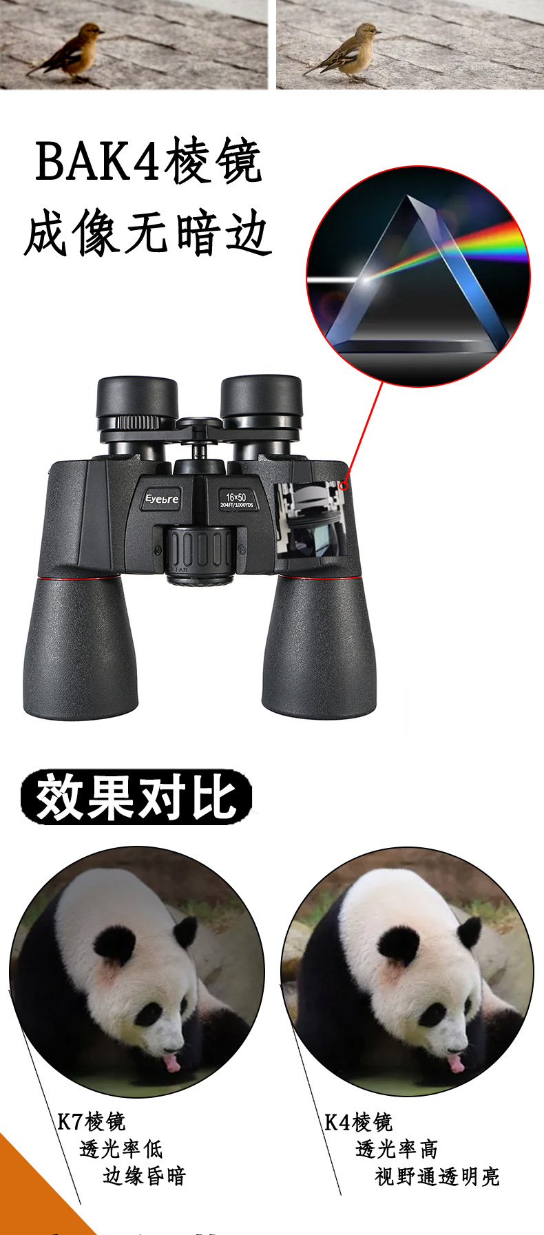 跨境ED红膜双筒望远镜高倍高清专业级夜视便携式充氮防水寻蜂批发详情5