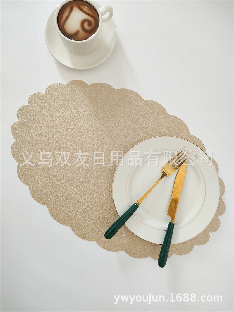 PVC matte oval lace table MATS, European-style anti-slip, waterproof, no-wash heat-insulating MATS, Western placemats, tableware decorative MATS pic 7