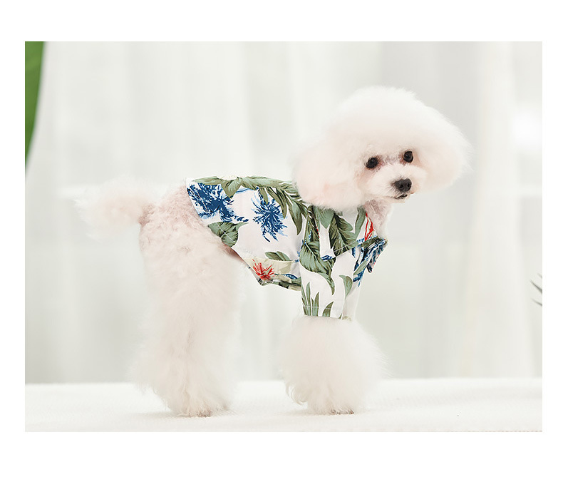 Summer cool pet shirt, pure cotton dog clothing, cool and casual, beach vacation pet flower shirt clothes pic 10