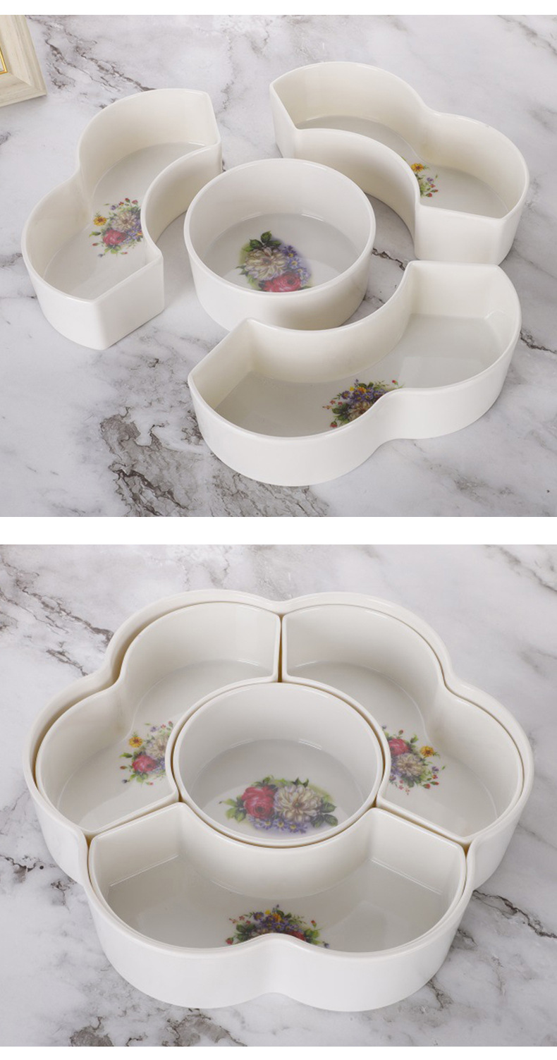 Plum blossom-shaped candy box, creative home dried fruit box, macaron, living room fruit plate, fruit box, snack compartments, candy box pic 23