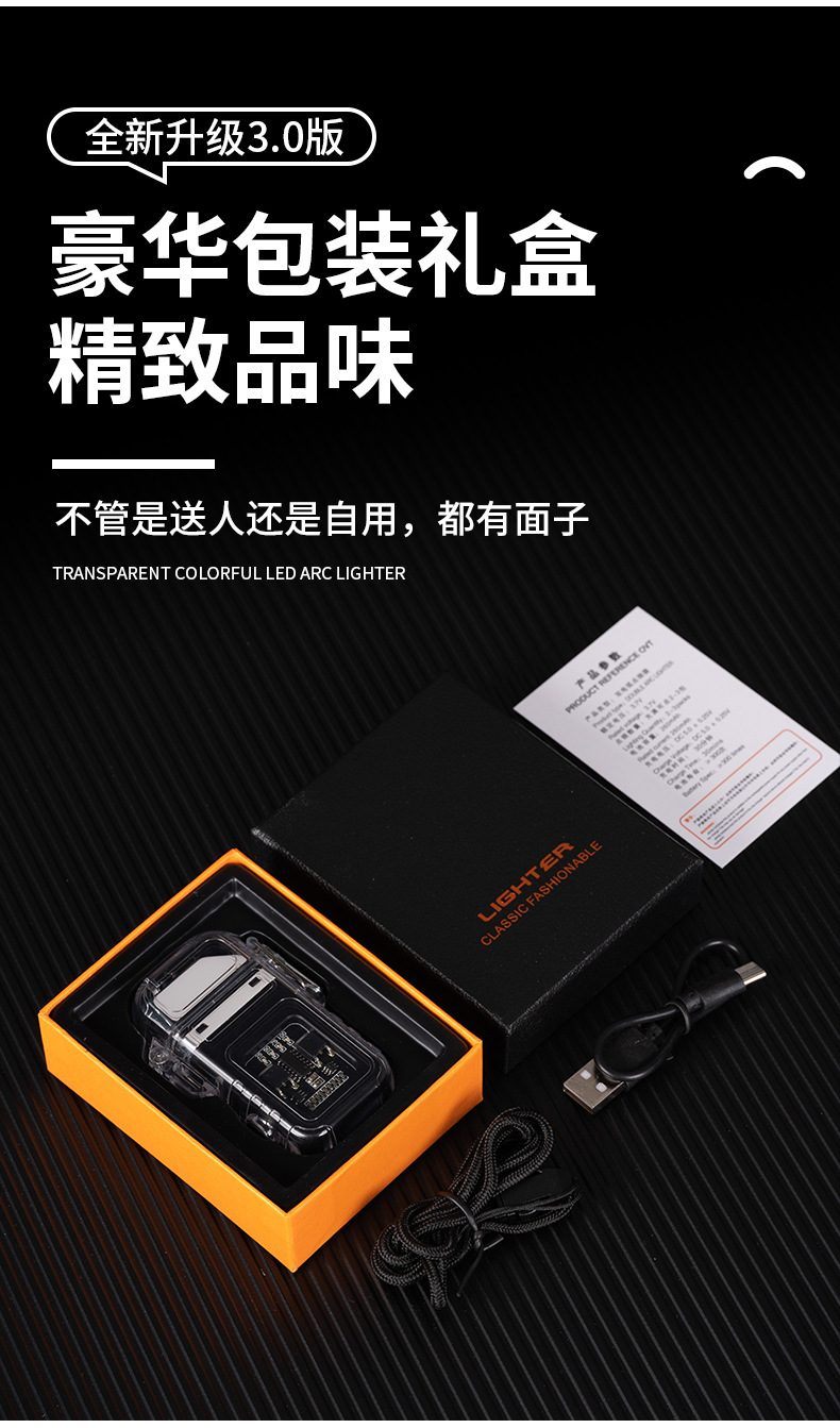 Wholesale of new transparent lighters, creative plastic outdoor waterproof double-arc lighting multi-functional electronic cigarette lighters pic 22