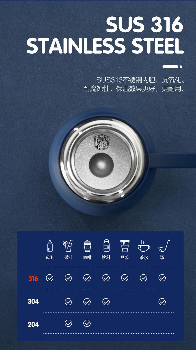 新款儿童卡通保温杯 316不锈钢学生保温壶创意双盖带吸管水杯批发详情3