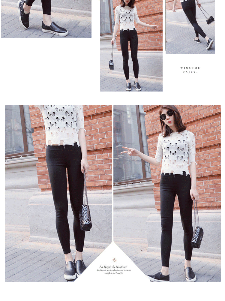 For the 2021 autumn and winter season, wearing black velvet pencil pants with leggings over them makes women look slimmer. Elastic skinny pants for women in larger sizes pic 18