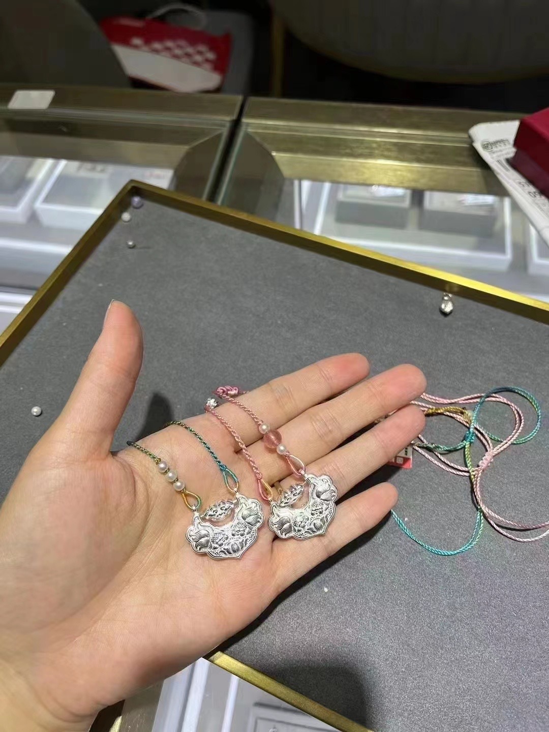 足银999锦鲤锁银莲花国风平安锁编织纯银项链双鱼如意长命锁锁骨详情28