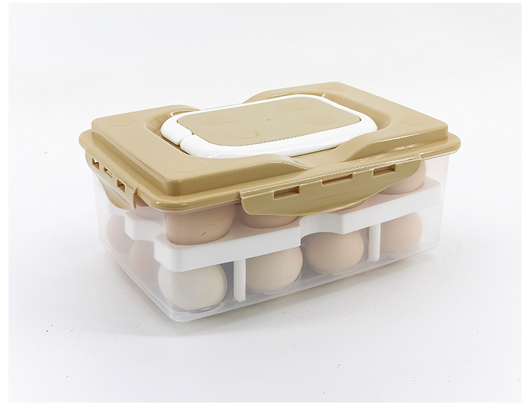 Plastic preservation box, 24-compartment egg box, refrigerator preservation storage box, double-layer tray packaging box, egg box pic 7